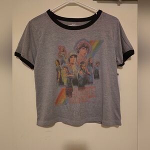 Netflix Stranger Things Gray Tee with Rainbow Design